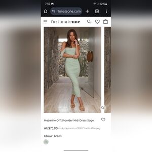 Sage Off Shoulder Midi Dress